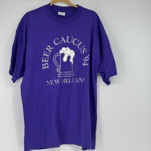 Vintage single stitch 1994 Beer Caucus New Orleans T-Shirt Purple XXL USA